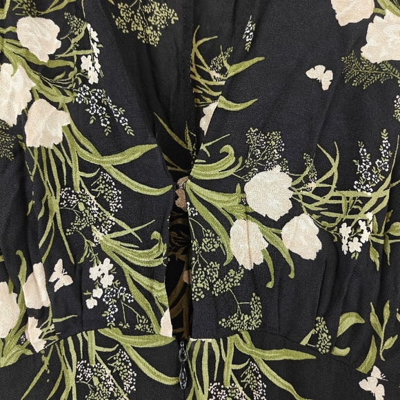 Reformation Lemongrass Floral Boho Wide Leg Jumpsuit V-neck Peek-a-boo Bodice 10 - Picture 11 of 16